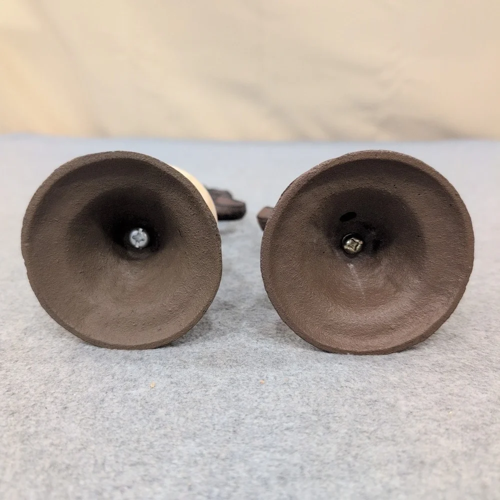 Cast Iron and Stone Fleur-de-Lis Scrollwork Finials Set of 2 Brown Cream - Picture 8 of 8